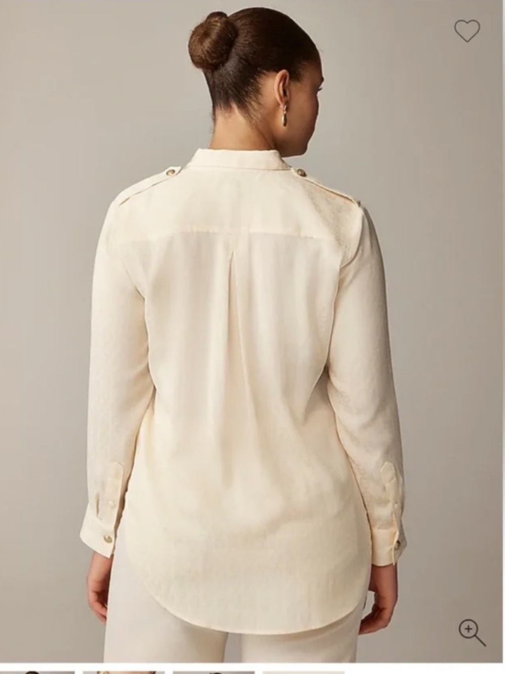 J.Crew Cream Satin Drapey Jacquard Chainlink Print Button Down Shirt XL - Picture 2 of 16
